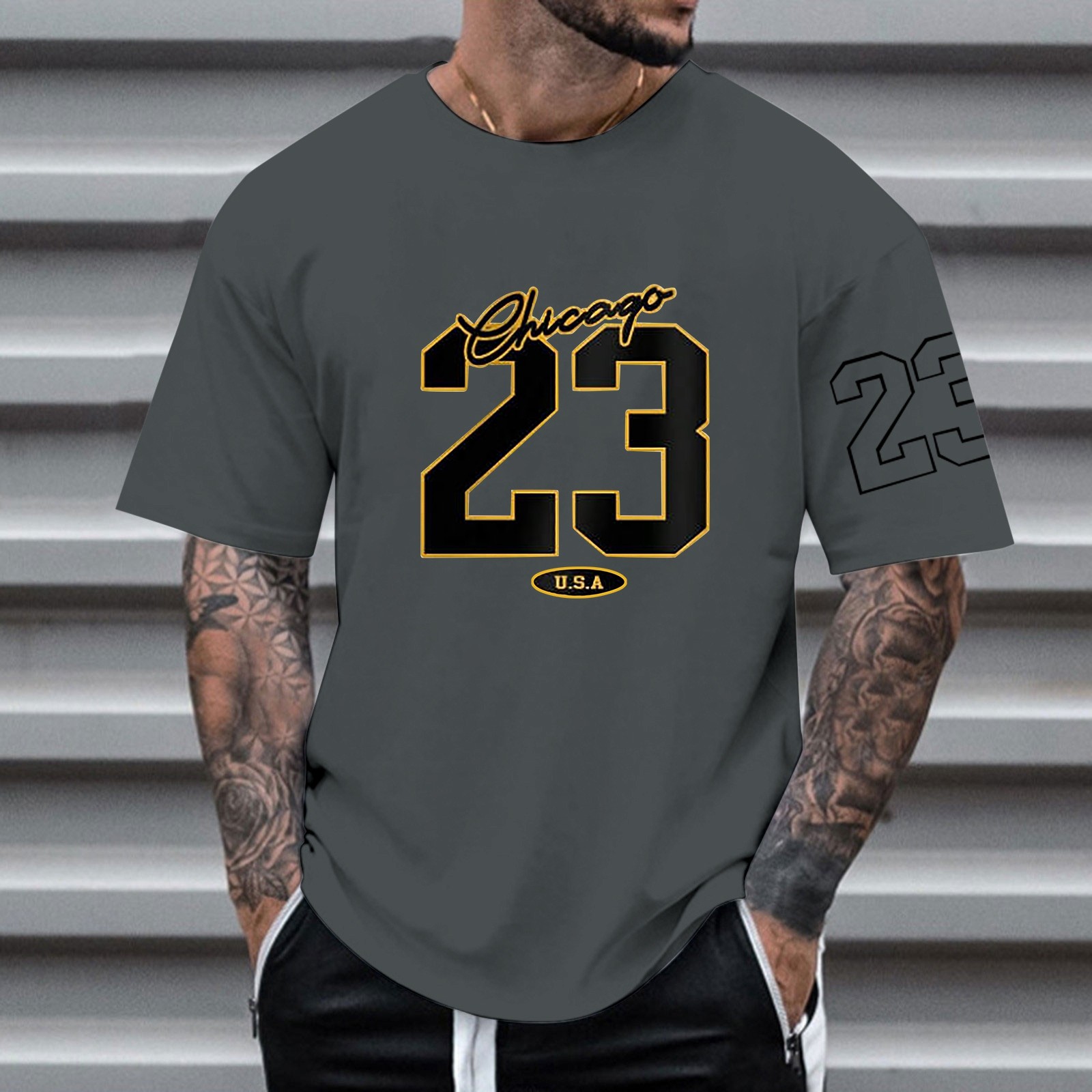 thumbnail image 4 of Camiseta personalizada con estampado alfanumérico para hombre - Cuello redondo y manga corta - Mezcla de algodón, nombre/número personalizado para regalos únicos, 4 of 7